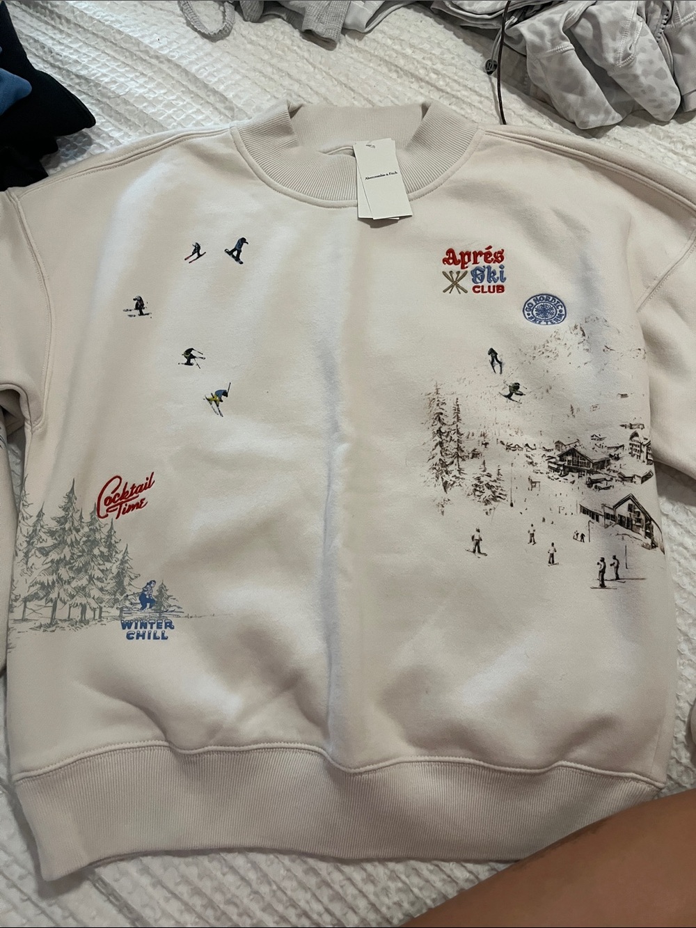 Abercrombie & Fitch Cream Apres Ski Graphic Crewneck